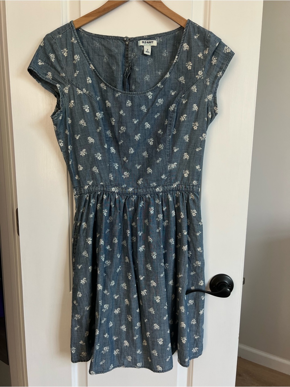 Old Navy Blue Floral Denim-Style Girls Dress